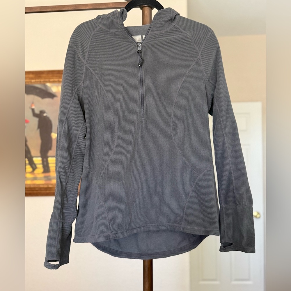 Zella Heather Gray Ribbed Fleece Jacket
